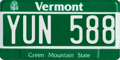 VT license plate YUN588