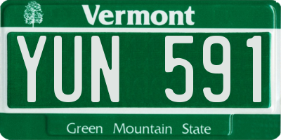 VT license plate YUN591