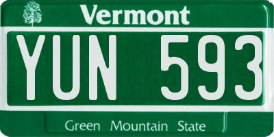 VT license plate YUN593
