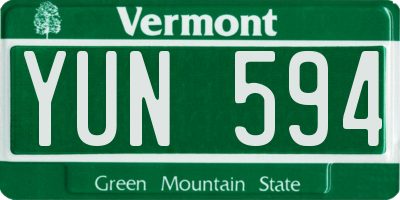 VT license plate YUN594