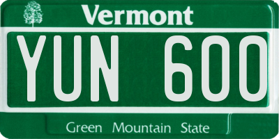 VT license plate YUN600
