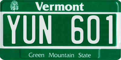 VT license plate YUN601