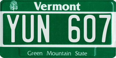 VT license plate YUN607