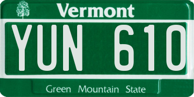 VT license plate YUN610