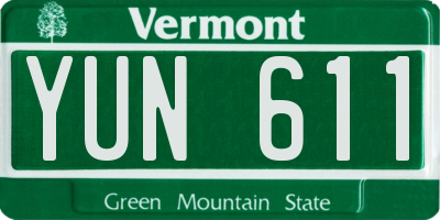 VT license plate YUN611