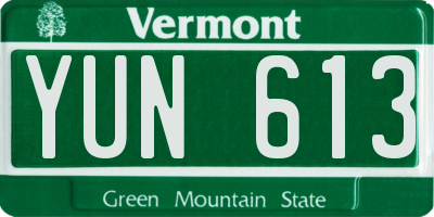 VT license plate YUN613