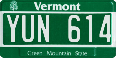 VT license plate YUN614