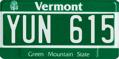 VT license plate YUN615