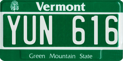 VT license plate YUN616