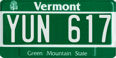 VT license plate YUN617