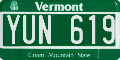 VT license plate YUN619