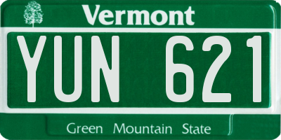 VT license plate YUN621