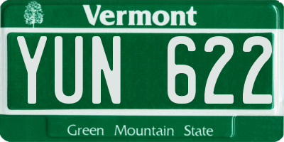 VT license plate YUN622