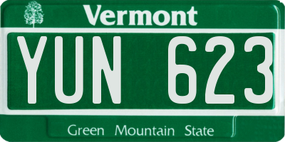 VT license plate YUN623