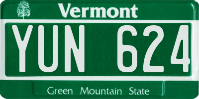 VT license plate YUN624