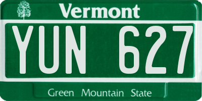 VT license plate YUN627