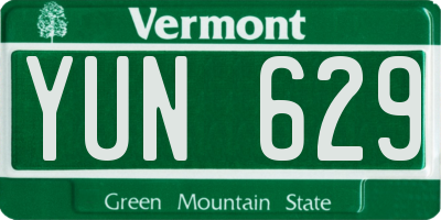 VT license plate YUN629