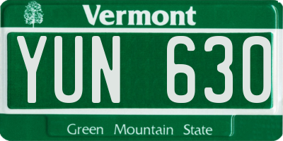 VT license plate YUN630