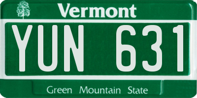 VT license plate YUN631