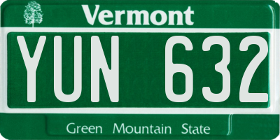 VT license plate YUN632