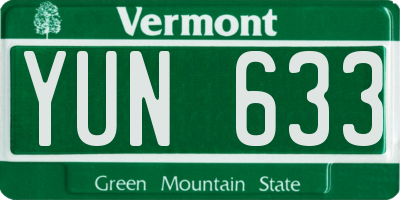 VT license plate YUN633