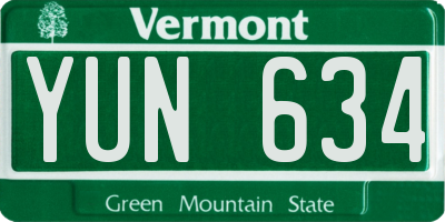 VT license plate YUN634