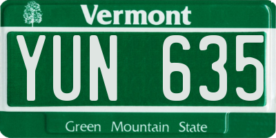 VT license plate YUN635