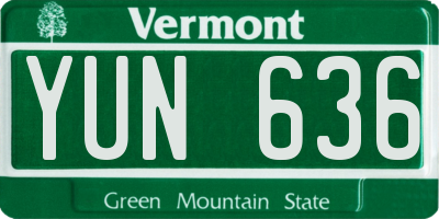 VT license plate YUN636