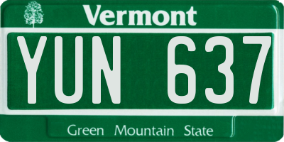 VT license plate YUN637
