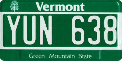 VT license plate YUN638