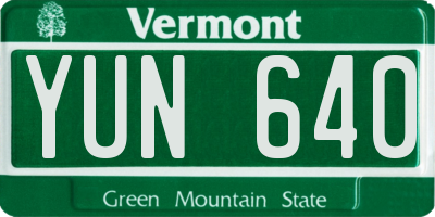VT license plate YUN640