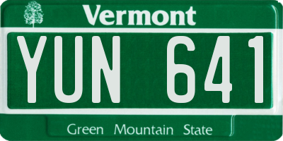 VT license plate YUN641