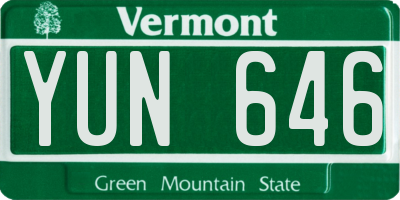 VT license plate YUN646