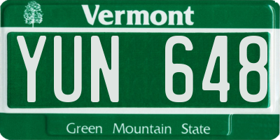 VT license plate YUN648