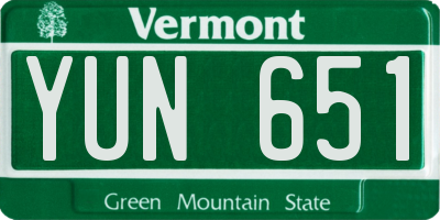 VT license plate YUN651