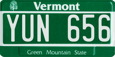 VT license plate YUN656