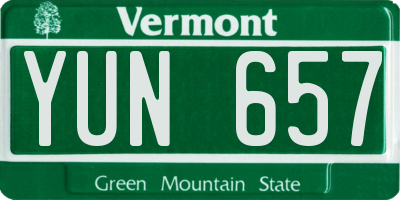 VT license plate YUN657