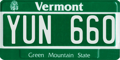 VT license plate YUN660