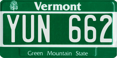 VT license plate YUN662