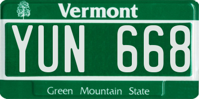 VT license plate YUN668