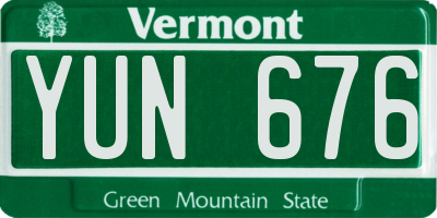 VT license plate YUN676