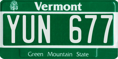 VT license plate YUN677