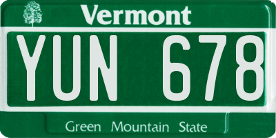 VT license plate YUN678