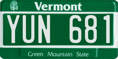 VT license plate YUN681