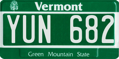 VT license plate YUN682