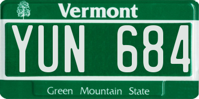 VT license plate YUN684