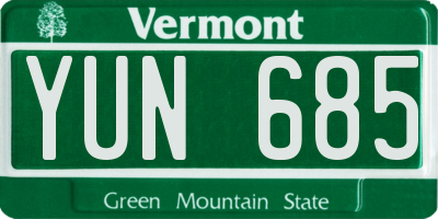 VT license plate YUN685