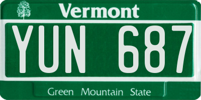 VT license plate YUN687