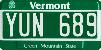 VT license plate YUN689