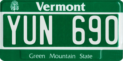 VT license plate YUN690